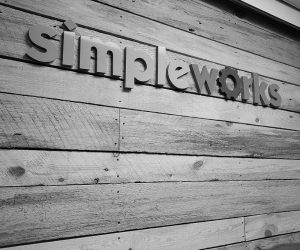 Simpleworks logo in the office